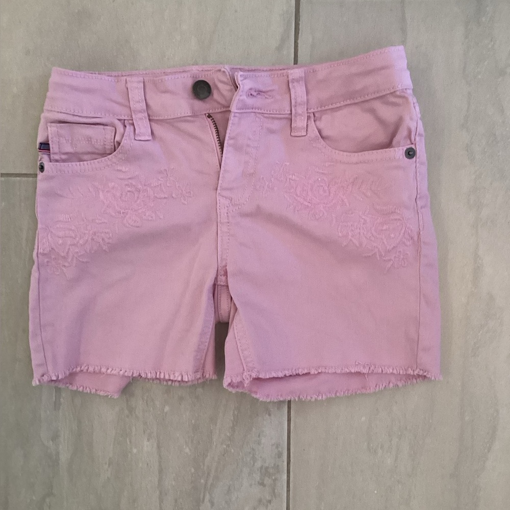 Pink Button-Up Denim Shorts
